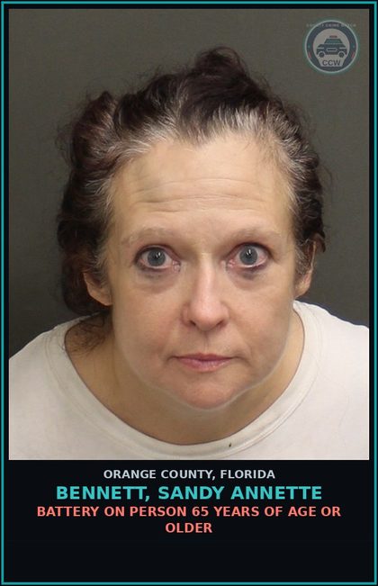 CCW arrest card for BENNETT, SANDY ANNETTE in Orange County: BATTERY ON PERSON 65 YEARS OF AGE OR OLDER