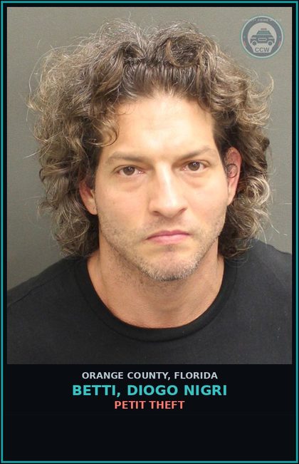 CCW arrest card for BETTI, DIOGO NIGRI in Orange County: PETIT THEFT