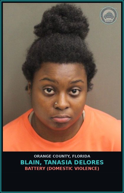 CCW arrest card for BLAIN, TANASIA DELORES in Orange County: BATTERY (DOMESTIC VIOLENCE)