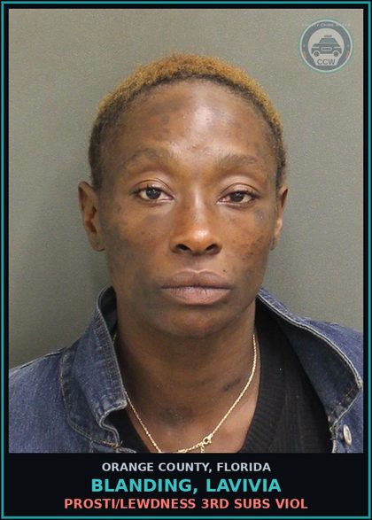 CCW arrest card for BLANDING, LAVIVIA in Orange County: Prosti/LEWDNESS 3RD SUBS VIOL