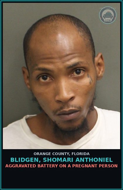CCW arrest card for BLIDGEN, SHOMARI ANTHONIEL in Orange County: AGGRAVATED BATTERY ON A PREGNANT PERSON