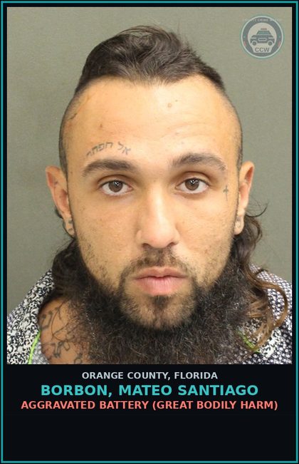 CCW arrest card for BORBON, MATEO SANTIAGO in Orange County: CRIMINAL MISCHIEF (>$200, <$1000)