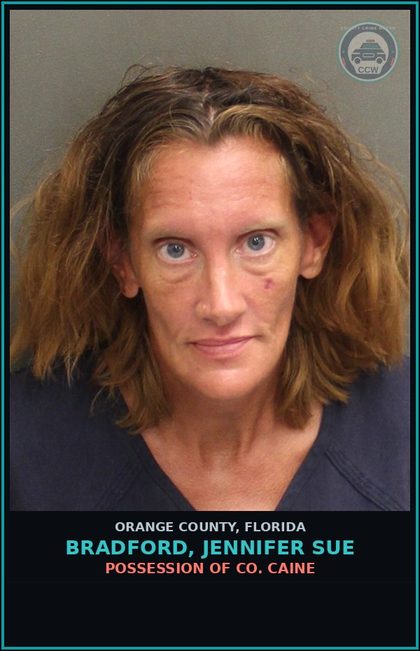 CCW arrest card for BRADFORD, JENNIFER SUE in Orange County: POSSESSION OF COCAINE