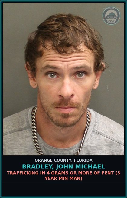 CCW arrest card for BRADLEY, JOHN MICHAEL in Orange County: DRUGS-SELL-SELL contr substance SCHEDULE II