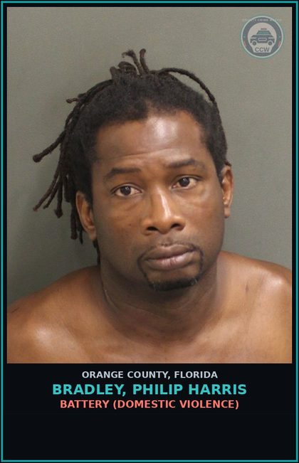 CCW arrest card for BRADLEY, PHILIP HARRIS in Orange County: BATTERY (DOMESTIC VIOLENCE)