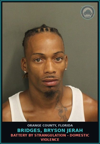 CCW arrest card for BRIDGES, BRYSON JERAH in Orange County: BATTERY BY STRANGULATION - DOMESTIC VIOLENCE