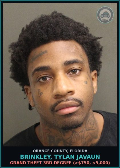 CCW arrest card for BRINKLEY, TYLAN JAVAUN in Orange County: FAILURE OF DEFENDANT TO APPEAR