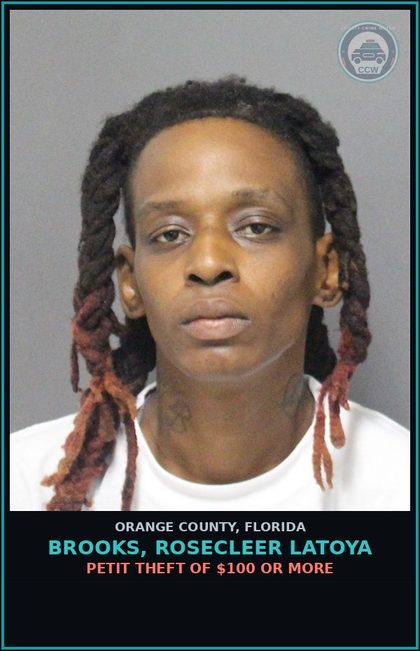 CCW arrest card for BROOKS, ROSECLEER LATOYA in Orange County: FAILURE OF DEFENDANT TO APPEAR