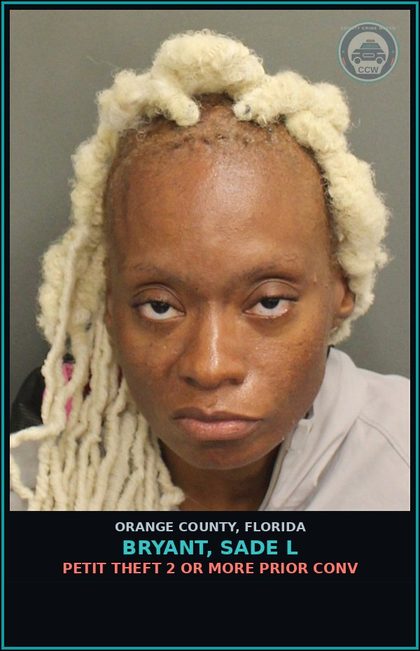 CCW arrest card for BRYANT, SADE L in Orange County: TRESPASS IN OCCUPIED STRUCTURE