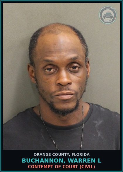 CCW arrest card for BUCHANNON, WARREN L in Orange County: CONTEMPT OF COURT (CIVIL)