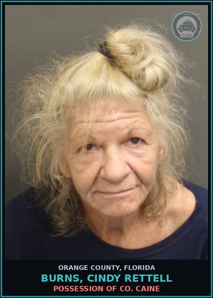 CCW arrest card for BURNS, CINDY RETTELL in Orange County: POSSESSION OF COCAINE