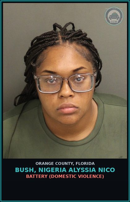 CCW arrest card for BUSH, NIGERIA ALYSSIA NICO in Orange County: BATTERY (DOMESTIC VIOLENCE)