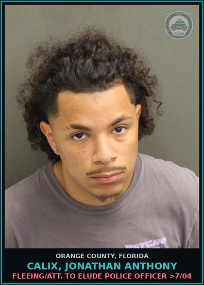 CCW arrest card for CALIX, JONATHAN ANTHONY in Orange County: FLEEING/ATT. TO ELUDE POLICE OFFICER >7/04