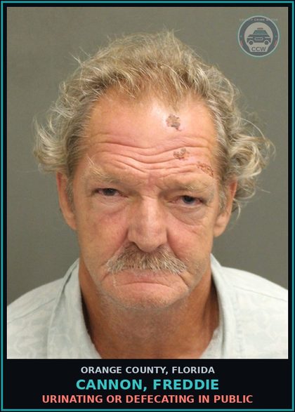 CCW arrest card for CANNON, FREDDIE in Orange County: URINATING OR DEFECATING IN PUBLIC
