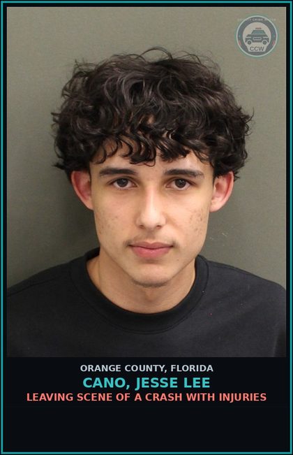 CCW arrest card for CANO, JESSE LEE in Orange County: LEAVING SCENE OF A CRASH WITH INJURIES