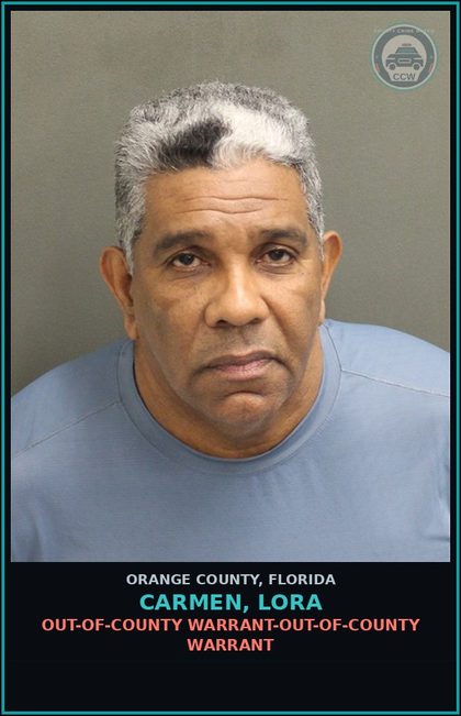 CCW arrest card for CARMEN, LORA in Orange County: OUT-OF-COUNTY WARRANT-OUT-OF-COUNTY WARRANT