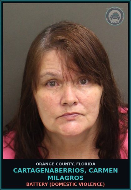 CCW arrest card for CARTAGENABERRIOS, CARMEN MILAGROS in Orange County: BATTERY (DOMESTIC VIOLENCE)