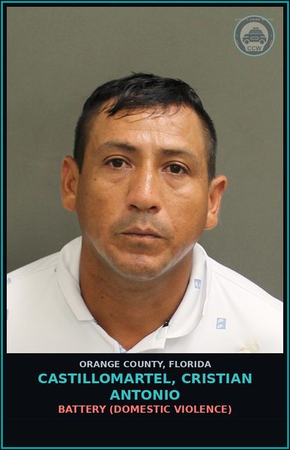CCW arrest card for CASTILLOMARTEL, CRISTIAN ANTONIO in Orange County: BATTERY (DOMESTIC VIOLENCE)