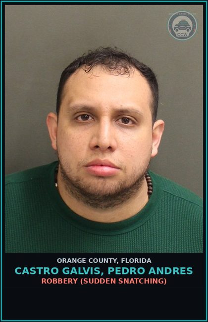CCW arrest card for CASTRO GALVIS, PEDRO ANDRES in Orange County: OBSTRUCTING JUSTICE-HINDER WITN COMMUN INFO TO LEO/JUDGE MISD PROC