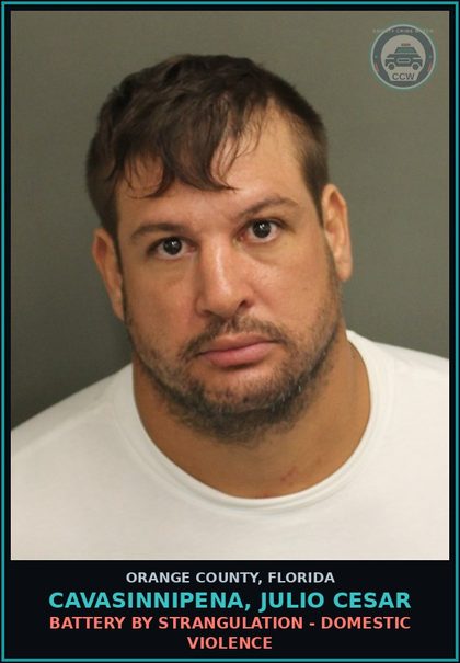 CCW arrest card for CAVASINNIPENA, JULIO CESAR in Orange County: BATTERY BY STRANGULATION - DOMESTIC VIOLENCE