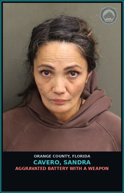 CCW arrest card for CAVERO, SANDRA in Orange County: AGGRAVATED BATTERY WITH A WEAPON