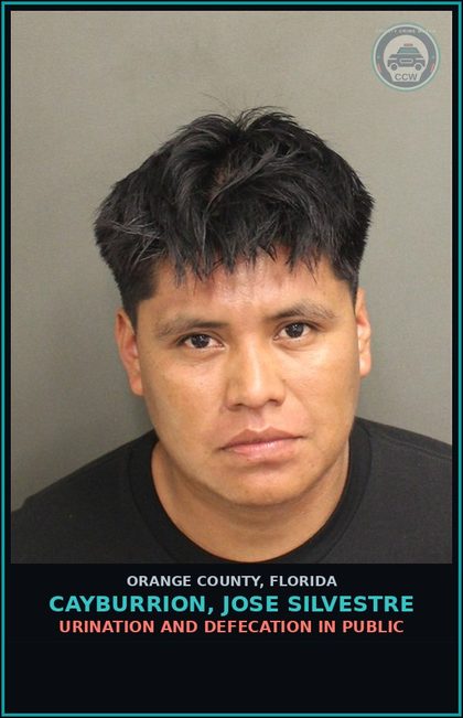 CCW arrest card for CAYBURRION, JOSE SILVESTRE in Orange County: URINATION AND DEFECATION IN PUBLIC