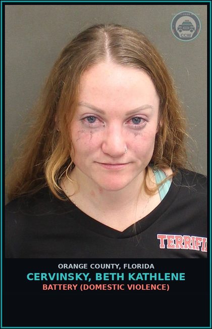 CCW arrest card for CERVINSKY, BETH KATHLENE in Orange County: BATTERY (DOMESTIC VIOLENCE)