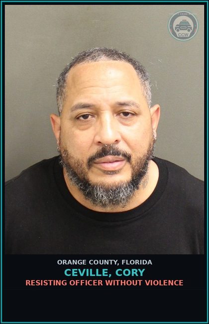 CCW arrest card for CEVILLE, CORY in Orange County: DWLSR REVOCATION EQUIV STATUS 3RD SUB VIOL