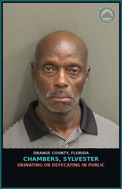 CCW arrest card for CHAMBERS, SYLVESTER in Orange County: URINATING OR DEFECATING IN PUBLIC