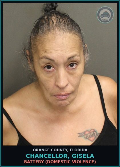 CCW arrest card for CHANCELLOR, GISELA in Orange County: BATTERY (DOMESTIC VIOLENCE)