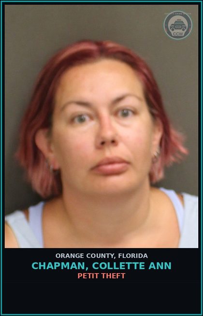 CCW arrest card for CHAPMAN, COLLETTE ANN in Orange County: PETIT THEFT