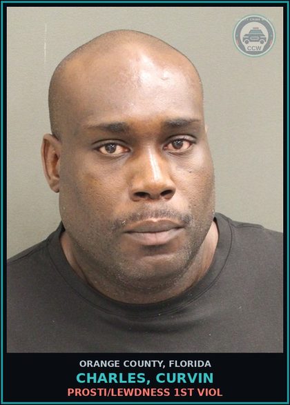CCW arrest card for CHARLES, CURVIN in Orange County: Prosti/LEWDNESS 1ST VIOL