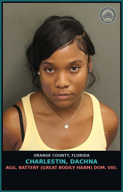 CCW arrest card for CHARLESTIN, DACHNA in Orange County: AGG. BATTERY (GREAT BODILY HARM) DOM. VIO.