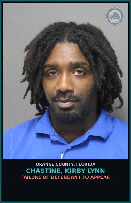 CCW arrest card for CHASTINE, KIRBY LYNN in Orange County: FAILURE OF DEFENDANT TO APPEAR