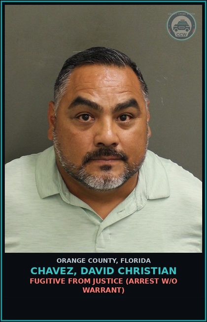 CCW arrest card for CHAVEZ, DAVID CHRISTIAN in Orange County: FUGITIVE FROM JUSTICE (arrest w/o warrant)