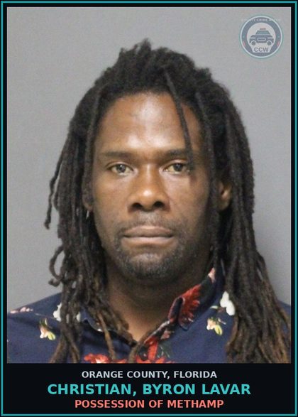 CCW arrest card for CHRISTIAN, BYRON LAVAR in Orange County: POSSESSION OF Methamp