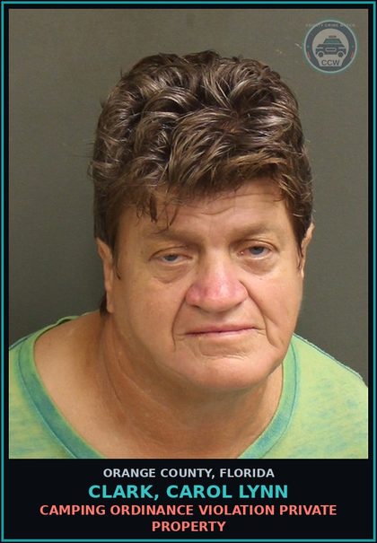 CCW arrest card for CLARK, CAROL LYNN in Orange County: Camping Ordinance Violation Private Property