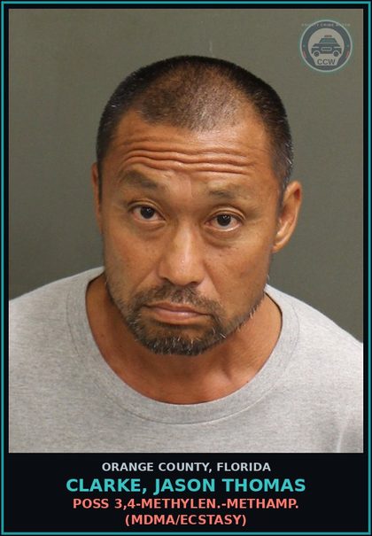 CCW arrest card for CLARKE, JASON THOMAS in Orange County: ALCOHOLIC BEVERAGES, OPEN CONTAINERS