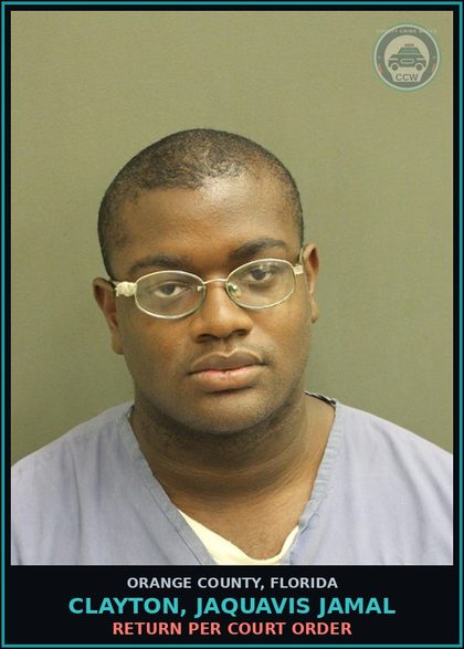 CCW arrest card for CLAYTON, JAQUAVIS JAMAL in Orange County: RETURN PER COURT ORDER