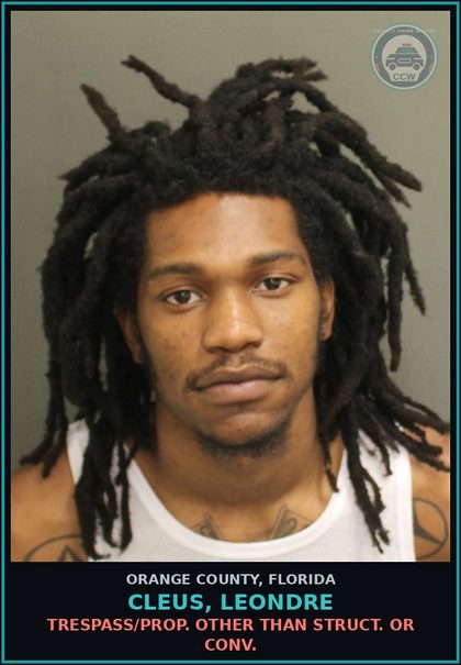 CCW arrest card for CLEUS, LEONDRE in Orange County: AGGR. FLEEING/ELUDE W/INJURY OR DAMAGE
