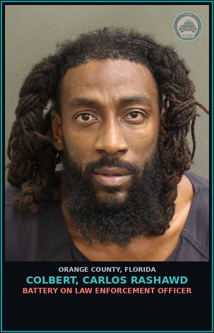 CCW arrest card for COLBERT, CARLOS RASHAWD in Orange County: RESISTING OFFICER WITH VIOLENCE