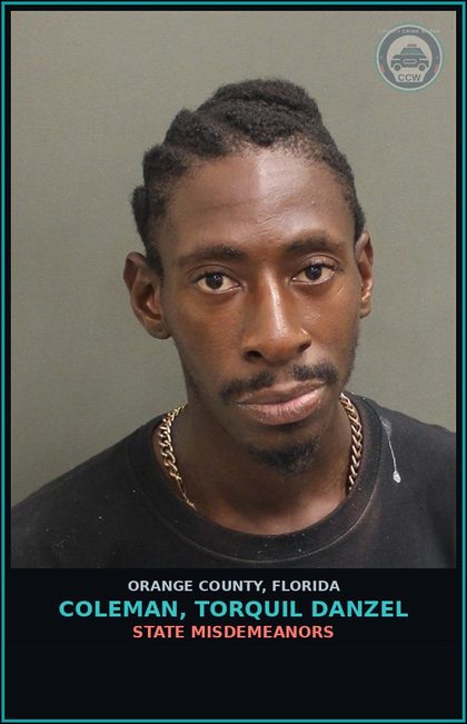 CCW arrest card for COLEMAN, TORQUIL DANZEL in Orange County: STATE MISDEMEANORS