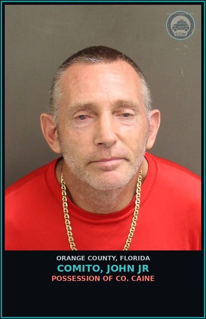 CCW arrest card for COMITO, JOHN JR in Orange County: POSSESSION OF COCAINE