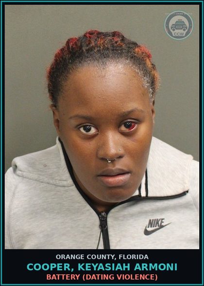 CCW arrest card for COOPER, KEYASIAH ARMONI in Orange County: BATTERY (DATING VIOLENCE)