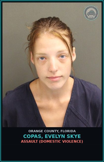CCW arrest card for COPAS, EVELYN SKYE in Orange County: ASSAULT (DOMESTIC VIOLENCE)