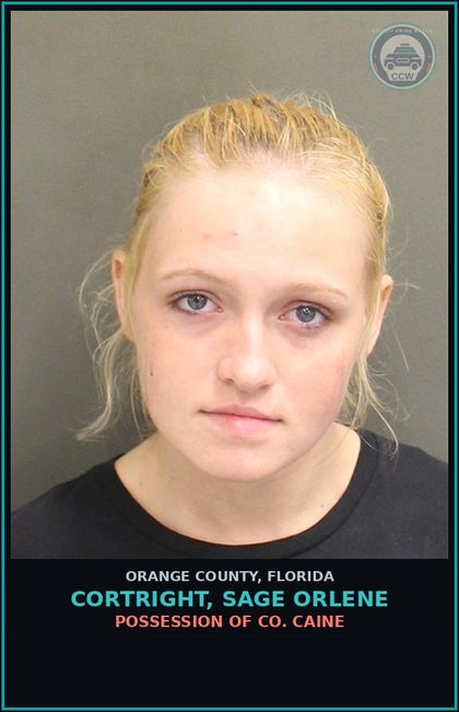 CCW arrest card for CORTRIGHT, SAGE ORLENE in Orange County: INTIMIDATION-THREAT LEO DEATH/HARM