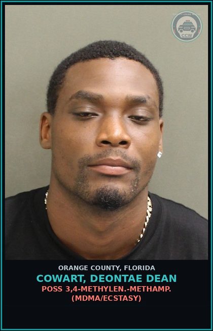 CCW arrest card for COWART, DEONTAE DEAN in Orange County: POSS 3,4-METHYLEN.-METHAMP. (MDMA/ECSTASY)