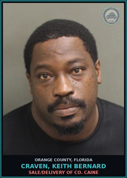 CCW arrest card for CRAVEN, KEITH BERNARD in Orange County: SALE/DELIVERY OF COCAINE