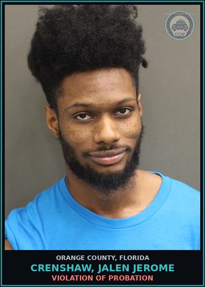 CCW arrest card for CRENSHAW, JALEN JEROME in Orange County: VIOLATION OF PROBATION