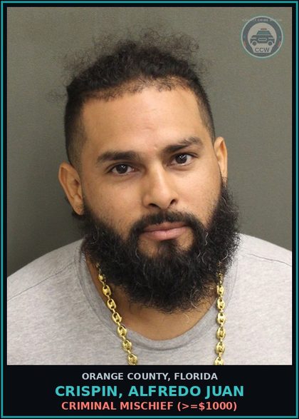 CCW arrest card for CRISPIN, ALFREDO JUAN in Orange County: CRIMINAL MISCHIEF (>=$1000)